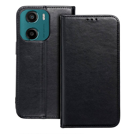 Étui à rabat élégant pour Motorola Moto G05/G15, noir lisse