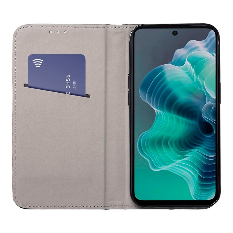 Étui à rabat tendance pour Motorola Moto G35 5G, noir uni