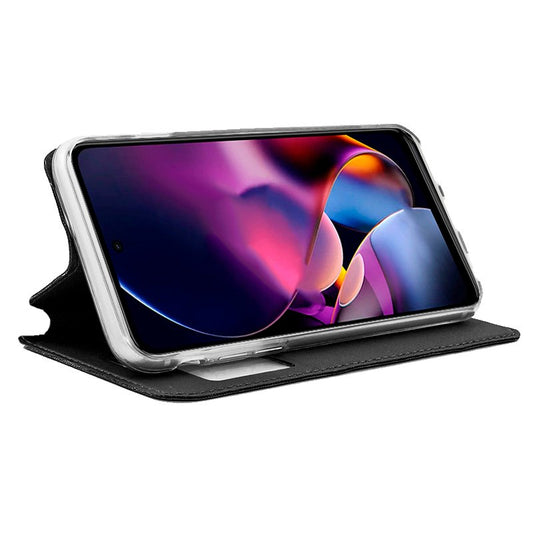 Étui à rabat élégant pour Motorola Moto G54 5G, noir lisse