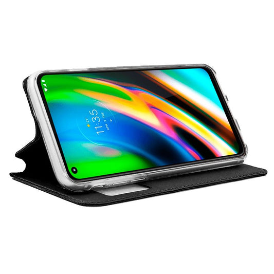 Étui à rabat tendance pour Motorola Moto G9 Plus, noir uni