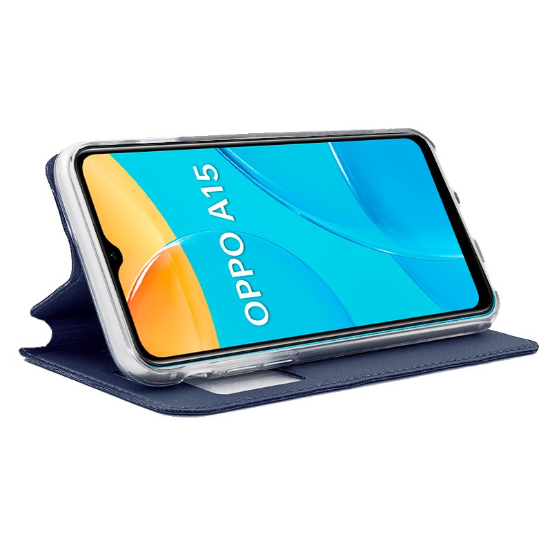 Étui à rabat COOL pour Oppo A15/A15s Bleu lisse