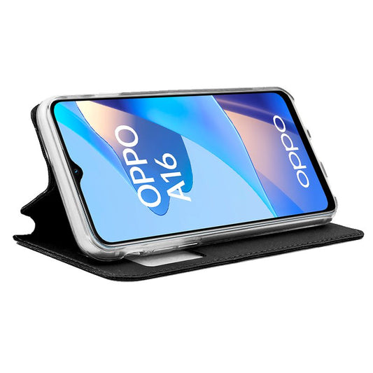 Étui à rabat élégant pour Oppo A16 / A16s / A54s, noir lisse