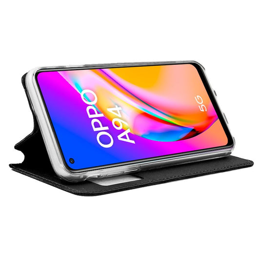 Étui à rabat élégant pour Oppo A94 5G / Reno 5Z, noir lisse