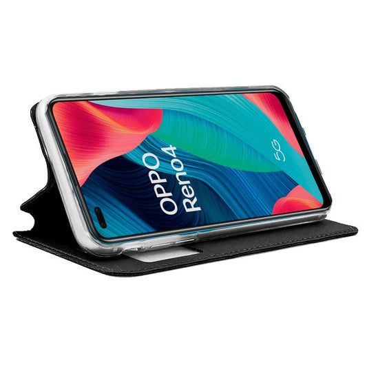 Étui à rabat Cool pour Oppo Reno 4, noir lisse