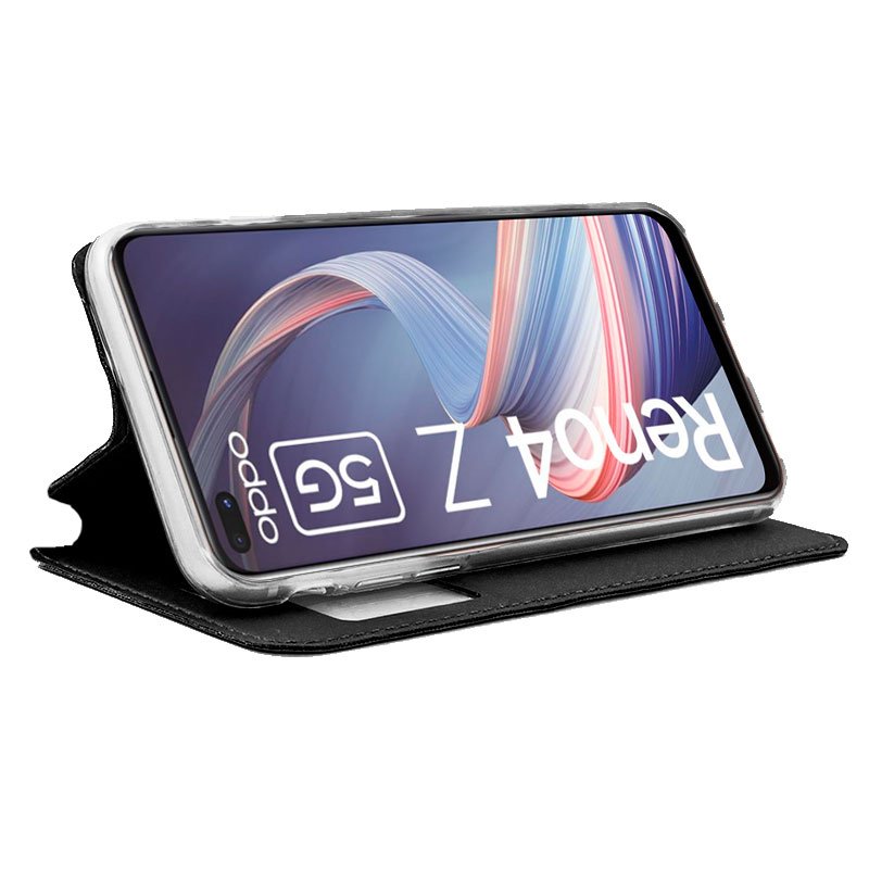 Étui à rabat élégant pour Oppo Reno 4Z 5G, noir lisse