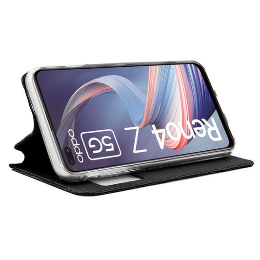 Étui à rabat élégant pour Oppo Reno 4Z 5G, noir lisse