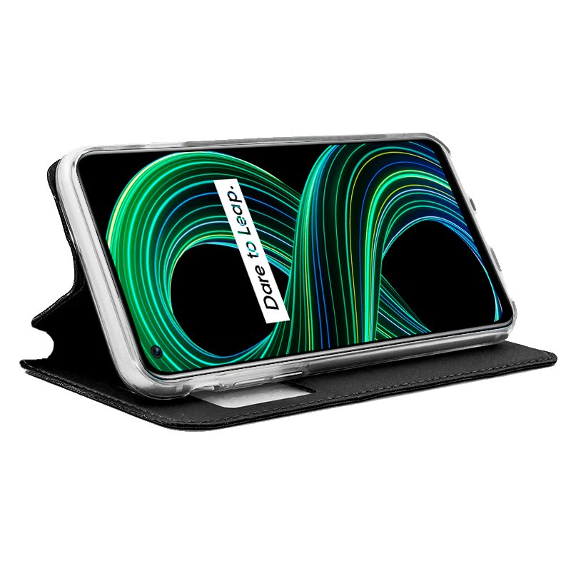 Étui à rabat tendance pour Realme 8 5G / Narzo 30 5G, noir uni