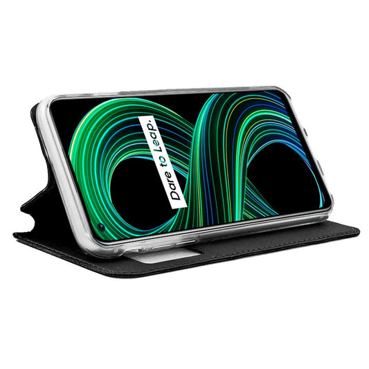 Étui à rabat tendance pour Realme 8 5G / Narzo 30 5G, noir uni