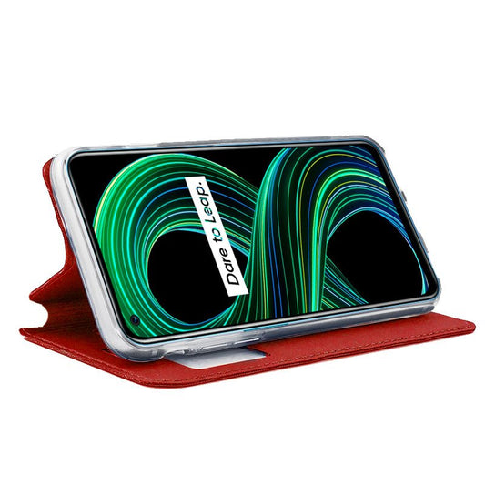 Étui à rabat tendance pour Realme 8 5G / Narzo 30 5G, rouge uni