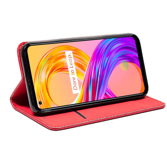 Étui à rabat Cool pour Realme 8/8 Pro, rouge uni