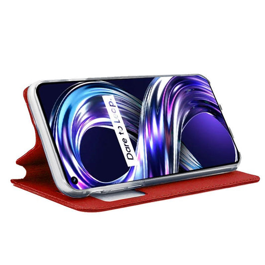 Étui à rabat Cool pour Realme 8i / Narzo 50, rouge uni