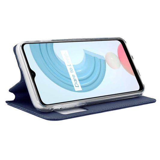Étui à rabat Cool pour Realme C21 Bleu lisse