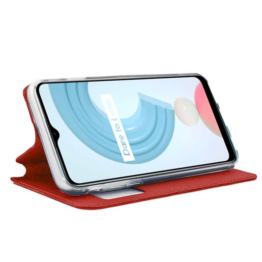 Étui à rabat Cool pour Realme C21 - Rouge uni