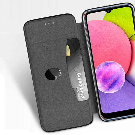 Étui à rabat élégant pour Samsung A037 Galaxy A03s Argenté