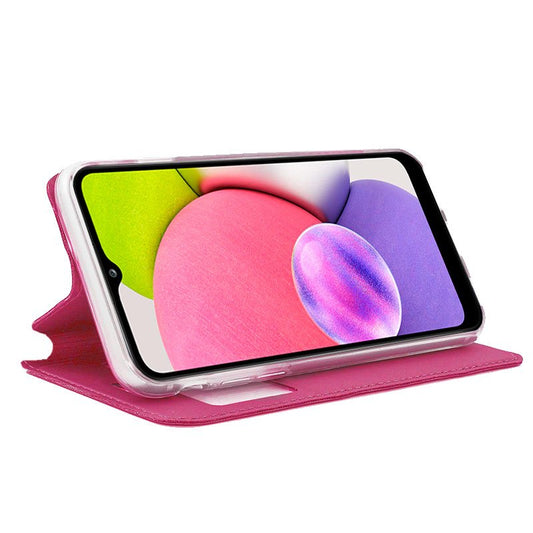 Étui à rabat tendance pour Samsung A037 Galaxy A03s - Rose uni