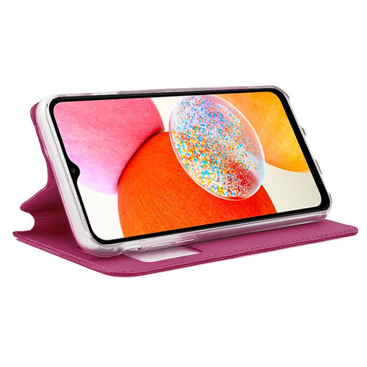 Étui à rabat tendance pour Samsung A145 Galaxy A14 / A14 5G, rose uni