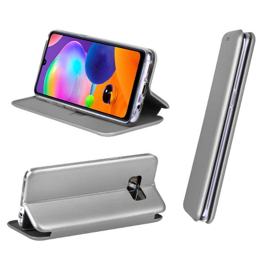 Étui à rabat élégant pour Samsung A315 et Galaxy A31, couleur argent