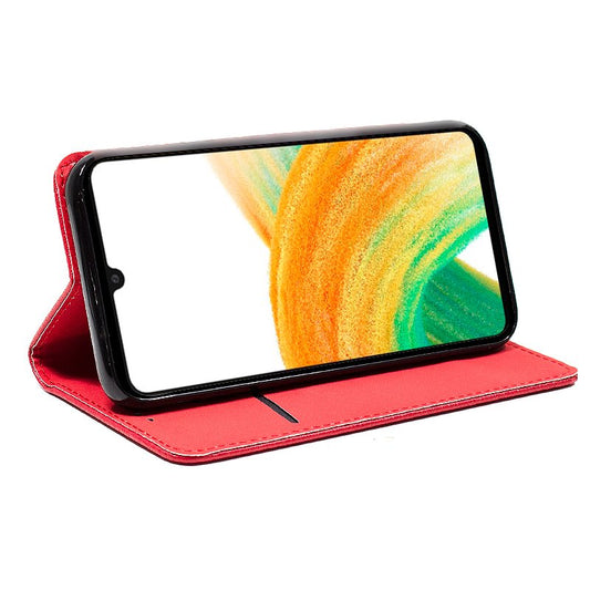 Étui à rabat tendance pour Samsung A336 Galaxy A33 5G, rouge uni
