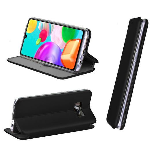 Étui à rabat élégant pour Samsung A415 et Galaxy A41 Elegance Noir