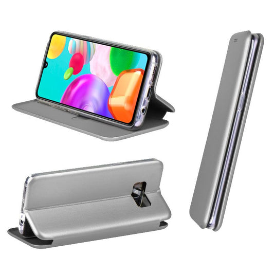 Étui à rabat élégant pour Samsung A415 et Galaxy A41, argent