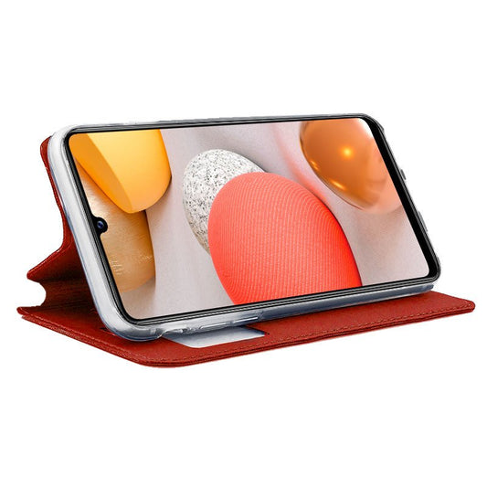 Étui à rabat tendance pour Samsung A426 Galaxy A42 5G, rouge uni