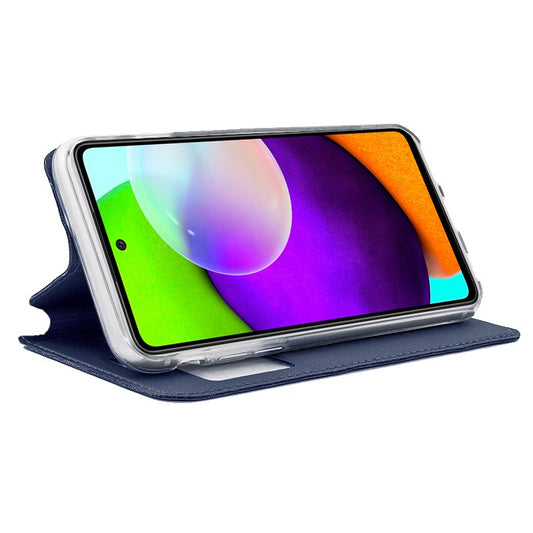 Étui à rabat tendance pour Samsung A525 Galaxy A52 / A52 5G / A52s 5G, bleu uni