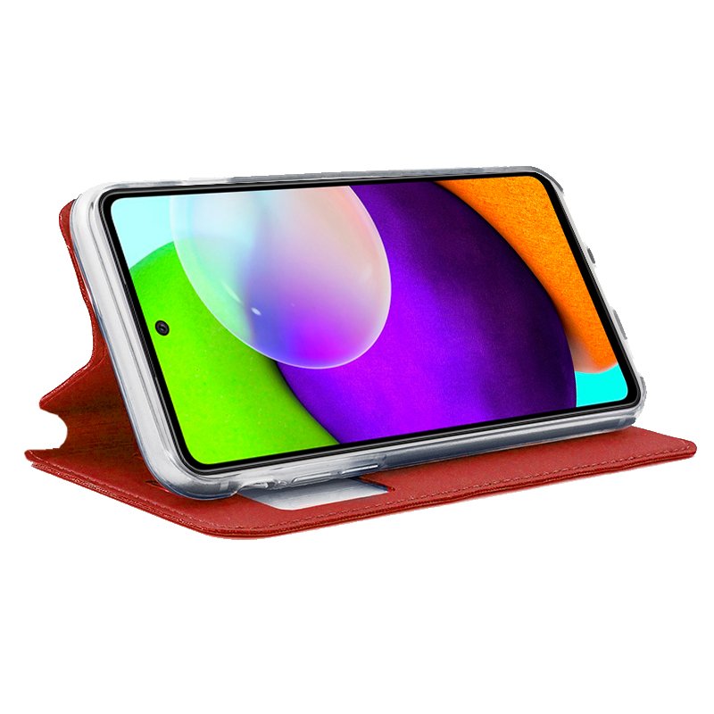 Étui à rabat tendance pour Samsung A525 Galaxy A52 / A52 5G / A52s 5G, rouge uni