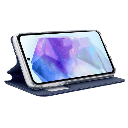 Étui à rabat tendance pour Samsung A556 Galaxy A55 5G, bleu uni