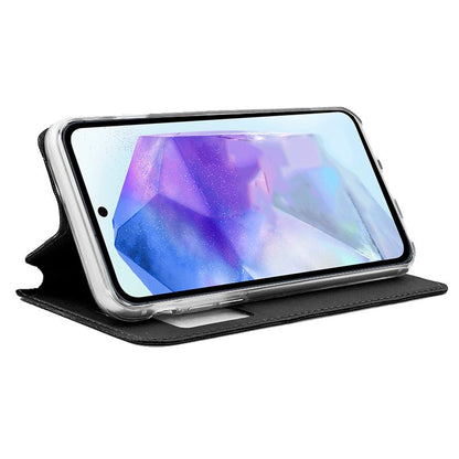 Étui à rabat tendance pour Samsung A556 Galaxy A55 5G, noir uni