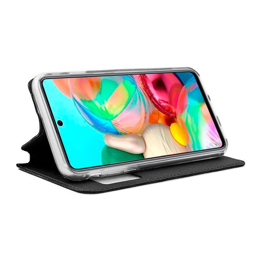 Étui à rabat Cool pour Samsung A715 et Galaxy A71, noir lisse
