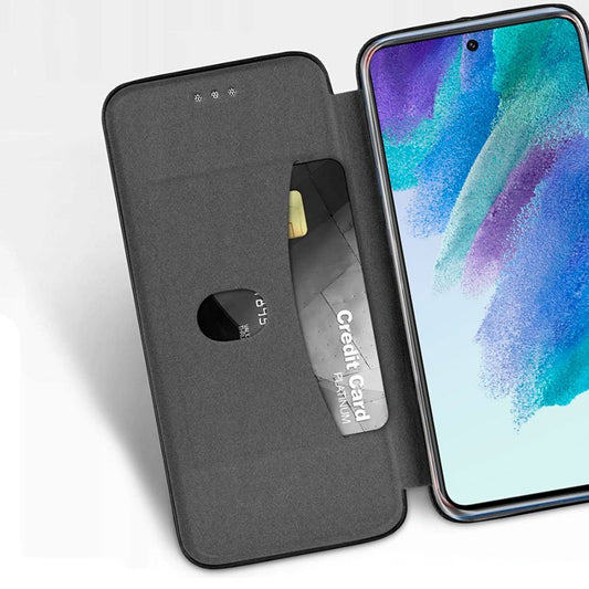 Étui à rabat tendance pour Samsung Galaxy S21 FE G990B, couleur argent élégant