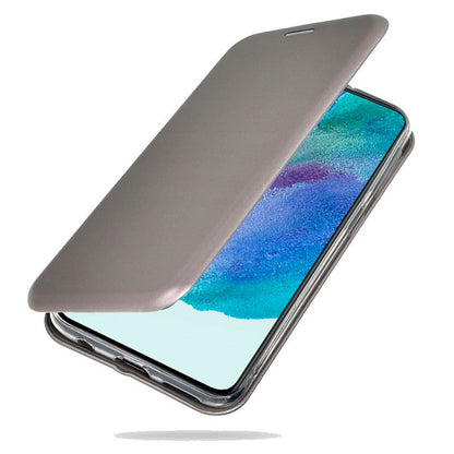 Étui à rabat tendance pour Samsung Galaxy S21 FE G990B, couleur argent élégant