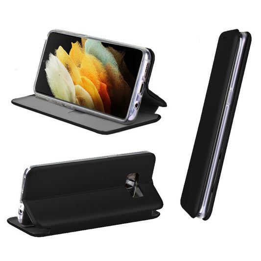 Étui à rabat élégant pour Samsung G998 Galaxy S21 Ultra Elegance Noir