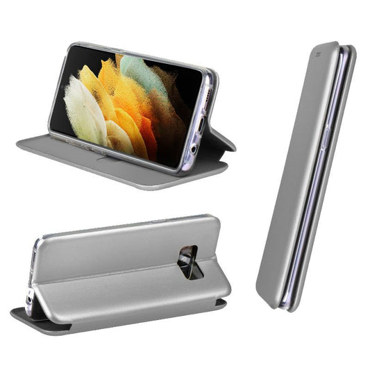 Étui à rabat tendance pour Samsung G998 Galaxy S21 Ultra Elegance Argent