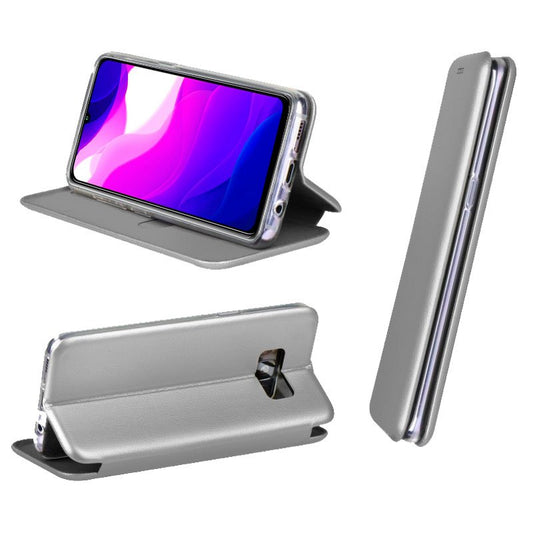 Étui à rabat élégant pour Xiaomi Mi 10 Lite, couleur argent