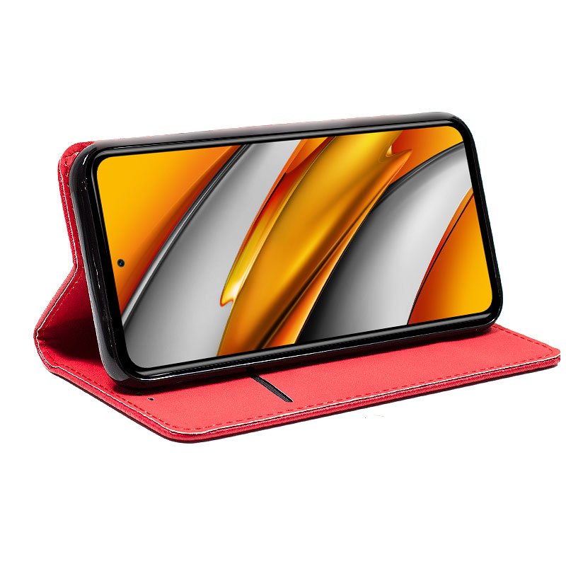 Étui à rabat tendance pour Xiaomi Mi 11i / Pocophone F3, rouge uni