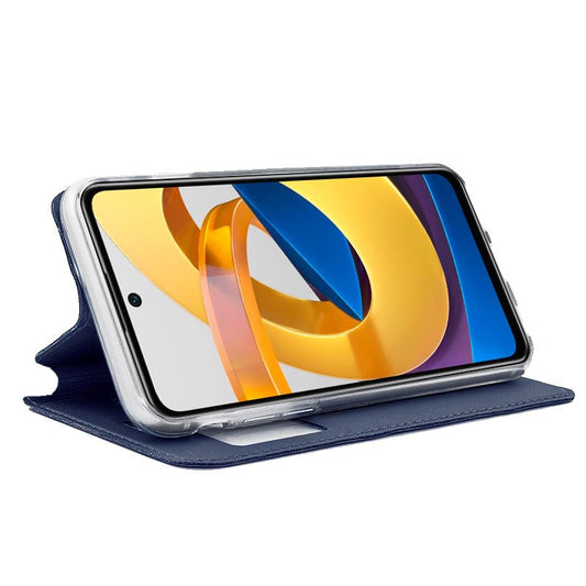 Étui à rabat tendance pour Xiaomi Poco M4 Pro 5G / Redmi Note 11S 5G, bleu uni