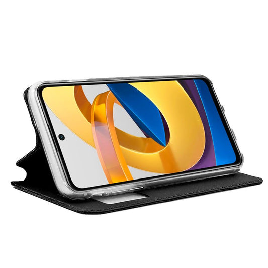 Étui à rabat tendance pour Xiaomi Poco M4 Pro 5G / Redmi Note 11S 5G, noir uni