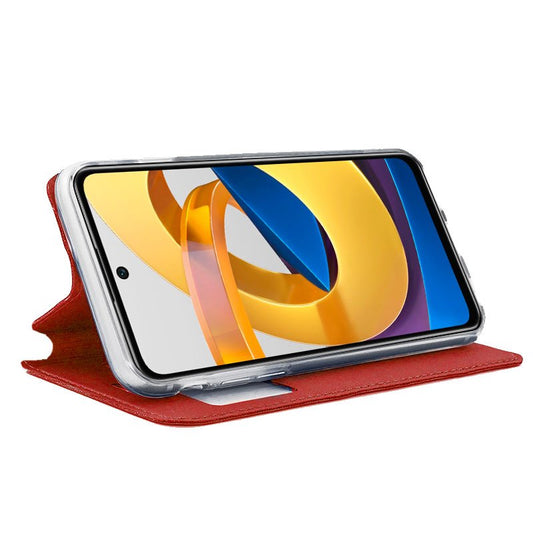 Étui à rabat tendance pour Xiaomi Poco M4 Pro 5G / Redmi Note 11S 5G, rouge uni