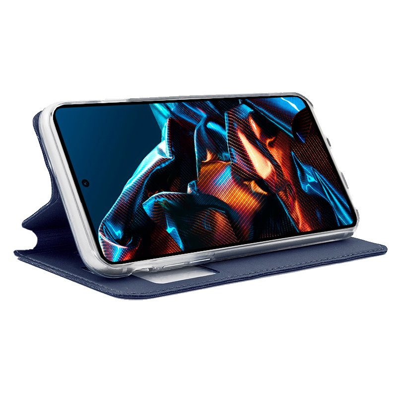 Étui à rabat tendance pour Xiaomi Poco X5 Pro 5G, bleu uni