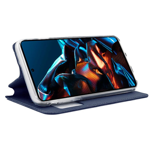 Étui à rabat tendance pour Xiaomi Poco X5 Pro 5G, bleu uni