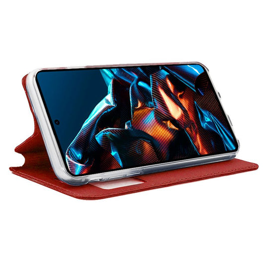 Étui à rabat tendance pour Xiaomi Poco X5 Pro 5G, rouge uni