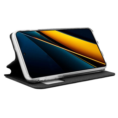 Étui à rabat tendance pour Xiaomi Poco X6 Pro 5G, noir uni