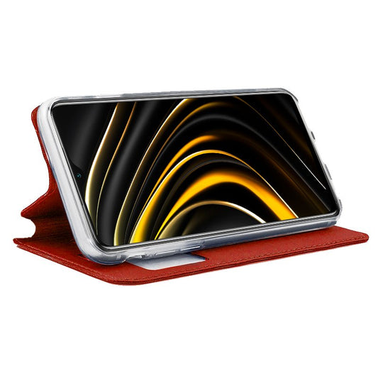 Étui à rabat tendance pour Xiaomi Pocophone M3 / Redmi 9T, rouge uni