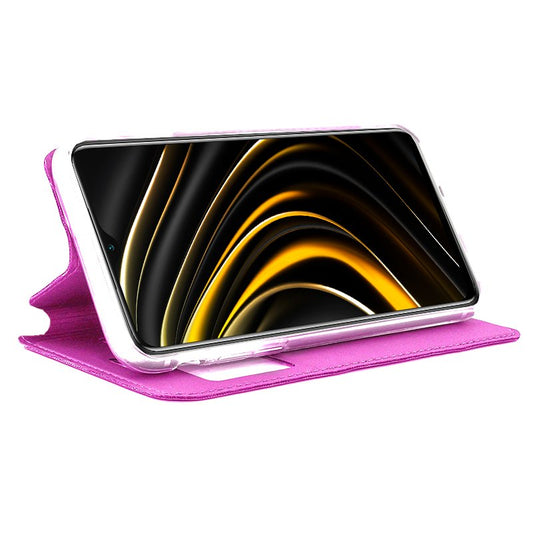 Étui à rabat tendance pour Xiaomi Pocophone M3 / Redmi 9T, rose uni