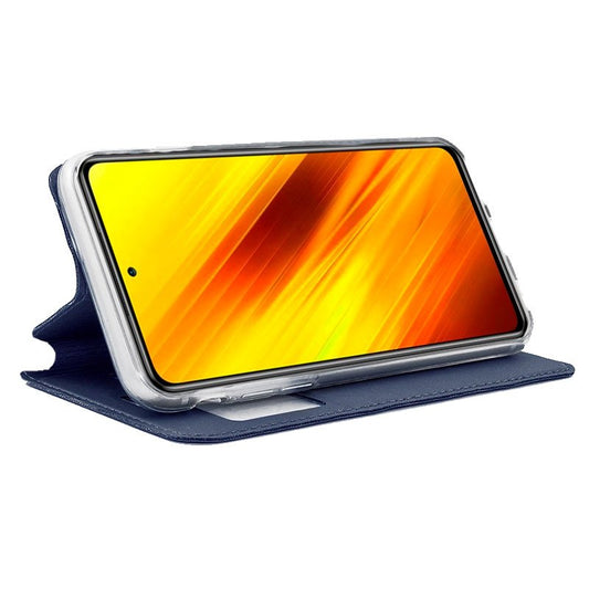 Étui à rabat tendance pour Xiaomi Pocophone X3/X3 Pro, bleu uni