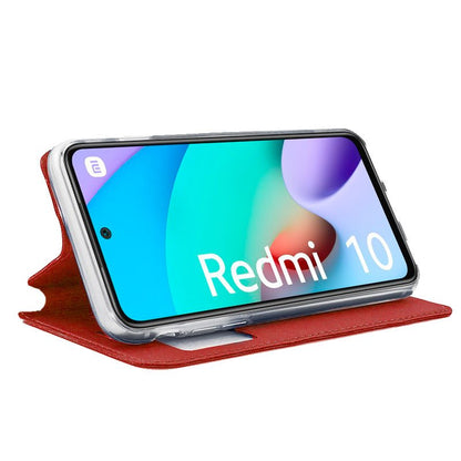 Étui à rabat tendance pour Xiaomi Redmi 10 / Redmi 10 2022, rouge uni
