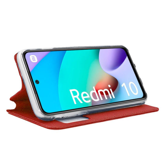 Étui à rabat tendance pour Xiaomi Redmi 10 / Redmi 10 2022, rouge uni