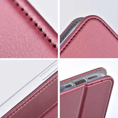 Étui à rabat tendance pour Xiaomi Redmi 13C / 13C 5G / Poco C65 Bordeaux uni