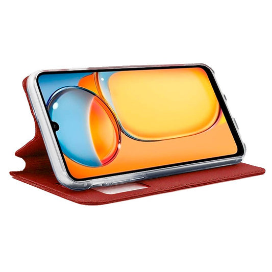 Étui à rabat tendance pour Xiaomi Redmi 13C / Poco C65, rouge uni